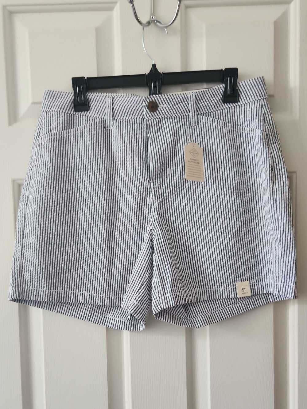 Women's St. John's Bay Striped Seersucker Shorts - Navy & White